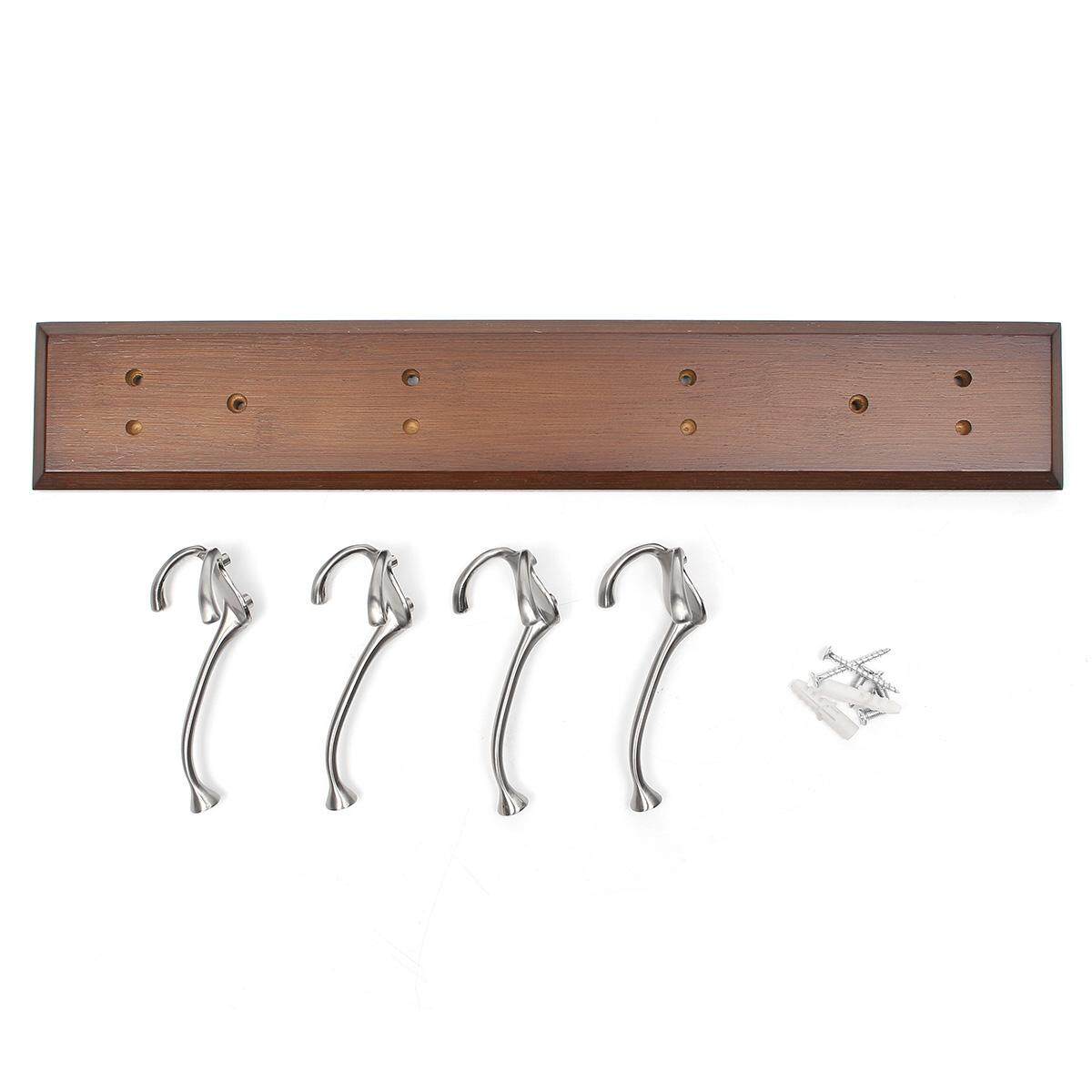 Solid Oak Vintage Coat Rack, Triple Cast Iron Hooks Handmade Wooden Wall Mounted（Brown ）