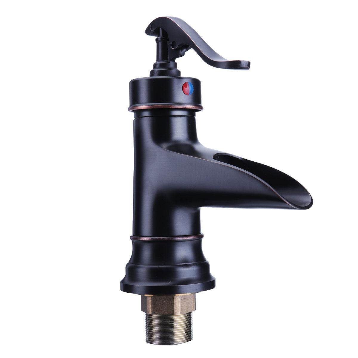 Rubbed Bronze Bathroom Basin Faucet Waterfall Spout Sink Mixer Tap+10\"Cover