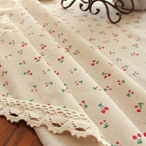 140*200cm Floral Fresh Style Table Cover Linen and Cotton Lace Edge Rectangular Table Cloth Home Hotel Textile