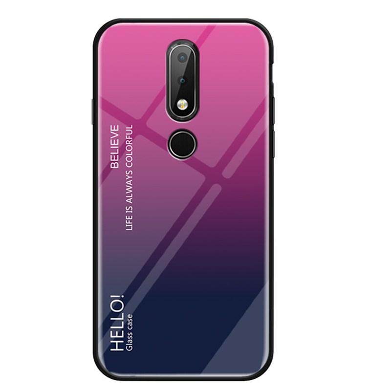 Zeallion Cho Nokia X6 Hay Nokia 6.1 Plus Gradient Kính Cường Lực Lưng Bảo Vệ Điện Thoại