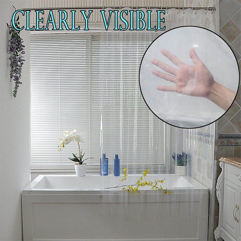 BuyBowie Clear Shower Curtain Liner Waterproof Bath Shower Curtain Liner with 12 Hooks for Bathroom