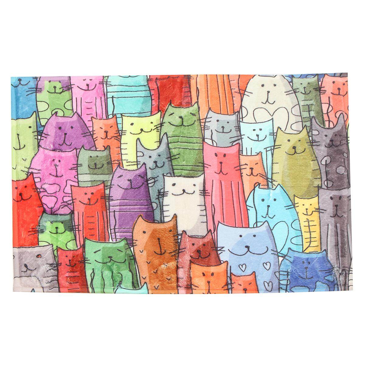 (photo)Cartoon cute cat Polyester Fabric Bathroom Decor Shower Curtain & bath mat new#Mat