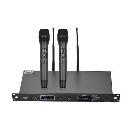 Muslady U-6002 Professional Dual-Channel UHF Wireless Mic System with for Business Meeting Public Speech Classroom Teaching us plug