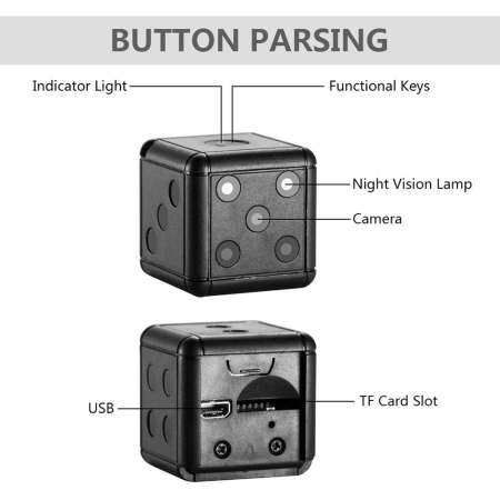 niceEshop SQ16 Mini Camera, LayOPO 1080P HD Nanny Cam Night Vision Portable Motion Detection FOV 90 Degree Sports Camera Mini DV Recorder for Indoor or Outdoor Surveillance