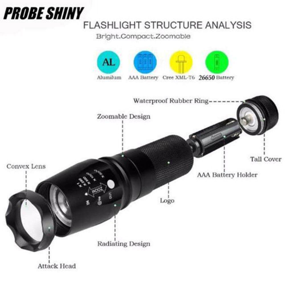 5000LM T6 LED Zoomable Flashlight Waterproof Torch Light Lamp 18650