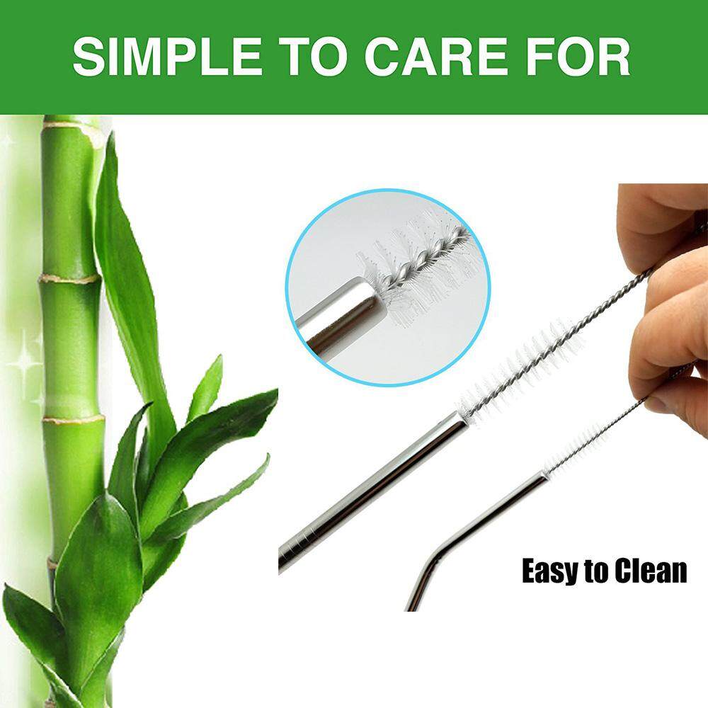 12pcs Bamboo Drinking Straws with 1pcs Cleaning Brush for Home Cold Drink Shop Coffee Shop 8 Inch Length