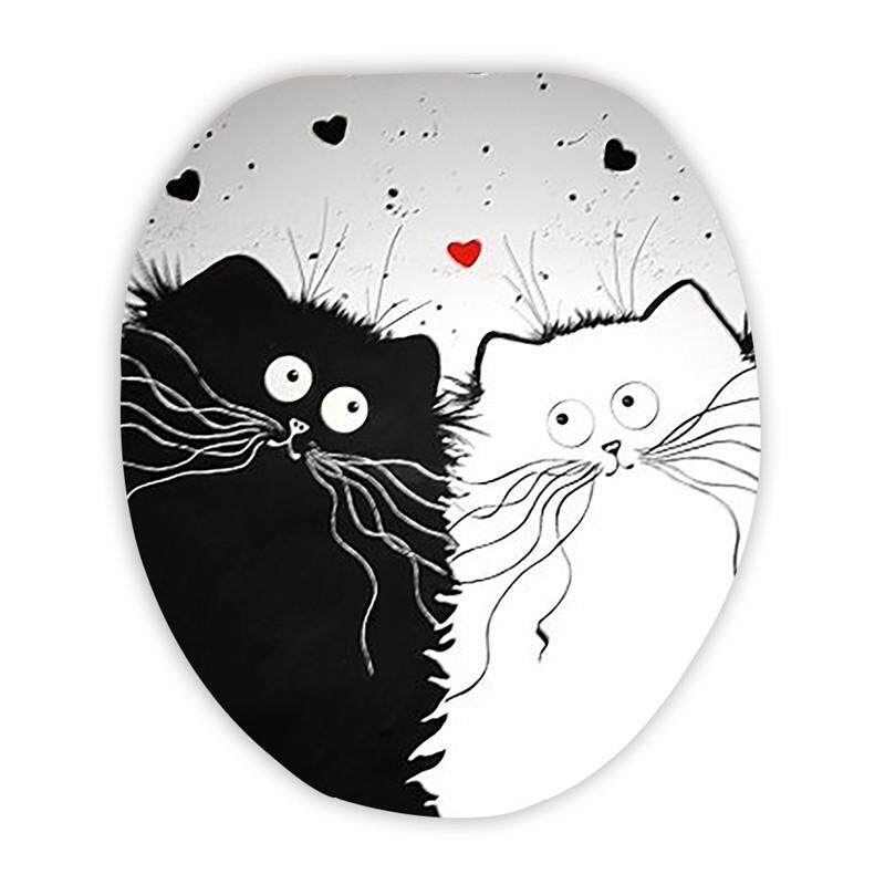 Polyester Love Two Cats Bath Mats 3PCS/Set Toilet Lid Cover Mat Absorbent Floor Rug Carpet Non Slip PVC Bathroom Decor - intl