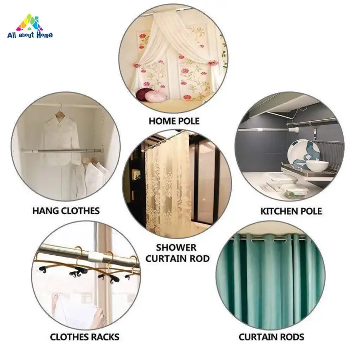 Abh Tension Rod Curtain Shower Adjustable Rod Spring Tension Easy