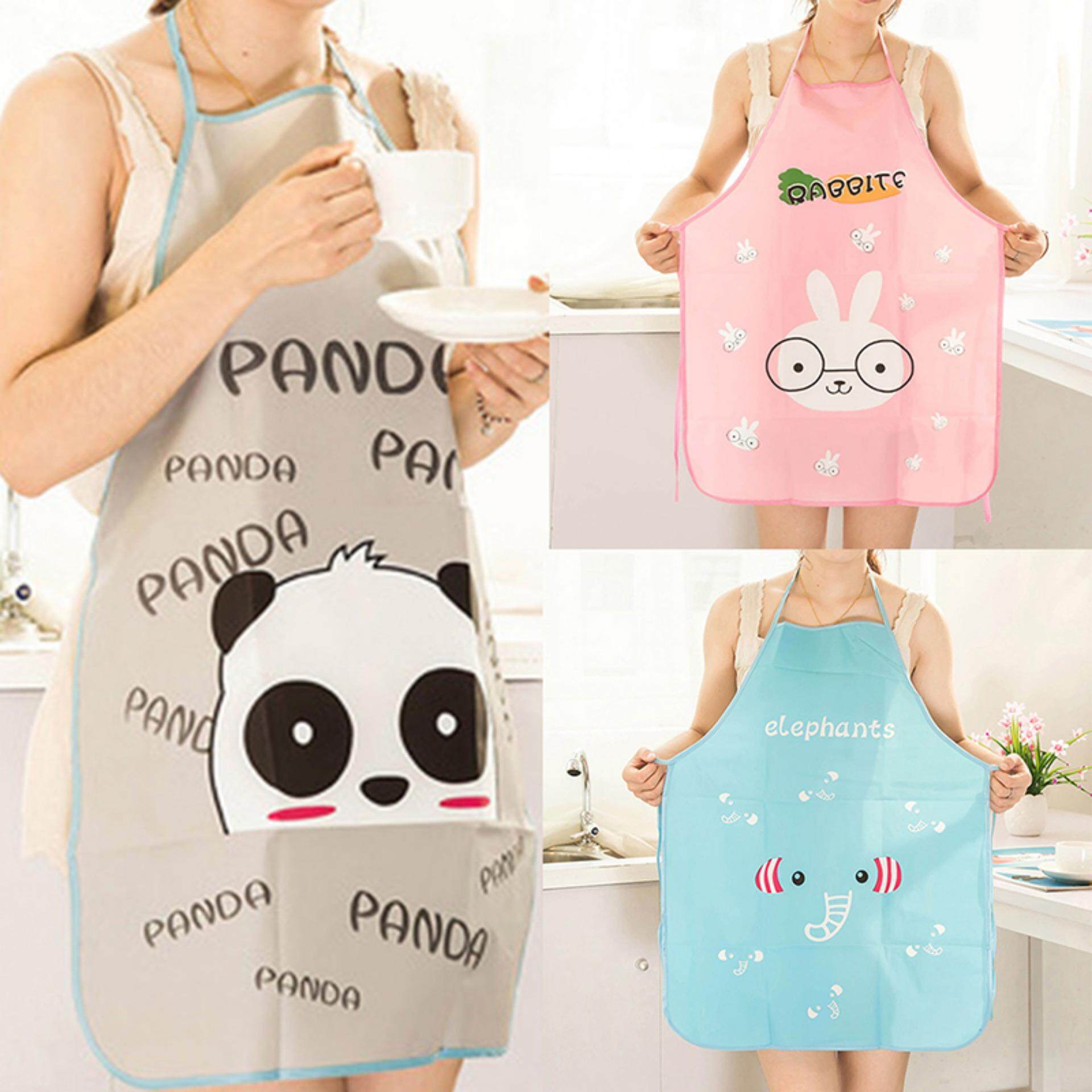 Home Women Waterproof Cartoon Kitchen Restaurant Cooking Bib Aprons Blue Type:Elephant