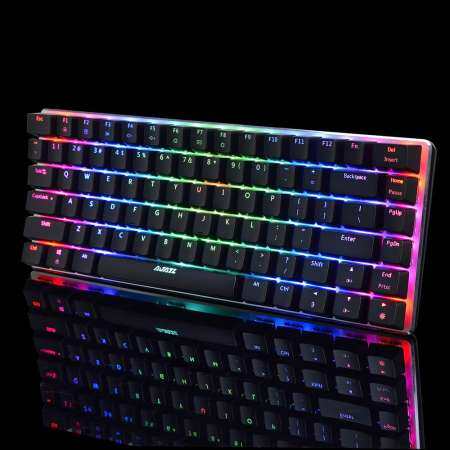 AJAZZ AK33 Keyclick เกมคีย์บอร์ดเชิงกล E - Sport LED แป้นพิมพ์ที่มีสีสัน 82 คีย์ USB แบบมีสาย Blue Switches Anti - Ghosting สำหรับแล็ปท็อปโน้ตบุ๊ค PC เดสก์ท็อป - INTL