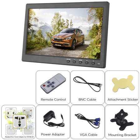 QE 10.1 นิ้ว 1024*600 ชุดหน้าจอ Monitor ชุด HDMI + VGA + AV จอแสดงผลรถยนต์