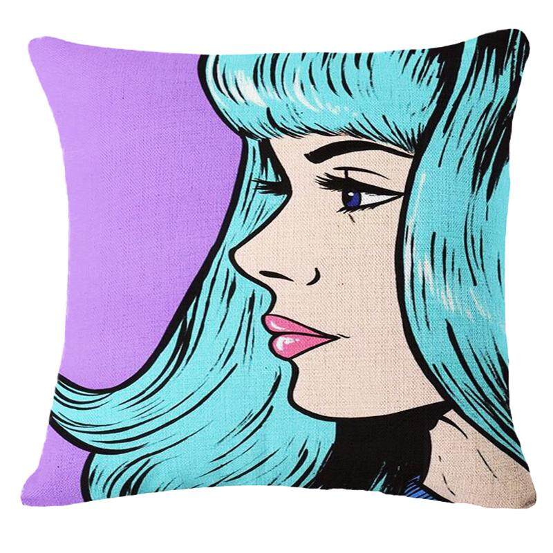 Fashion Cartoon Sexy Beauty Cotton Linen Throw Pillow Sofa Cushion Cover Case Home Car Decor