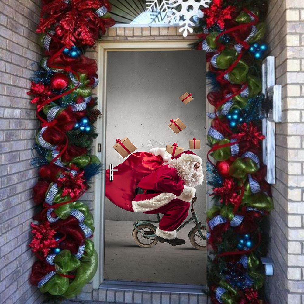 Christmas 2017 Funlife3D door stickers for Santa Claus creative wallpaper