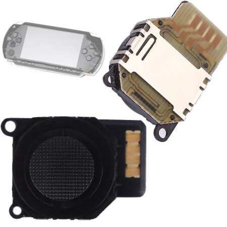 สีดำ 3D ปุ่มก้านควบคุมอนาล็อก + ฝาครอบอะไหล่สำหรับเกม PSP 2000 - INTL