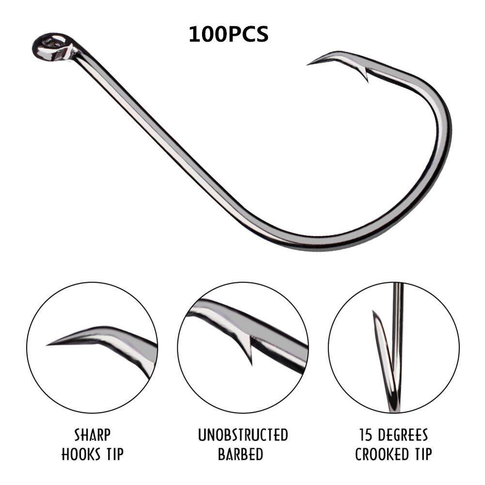 Top 10PC//Box Black Color Fishing Hook 1//0#2//0#3//0# High Carbon Steel Treble Hook