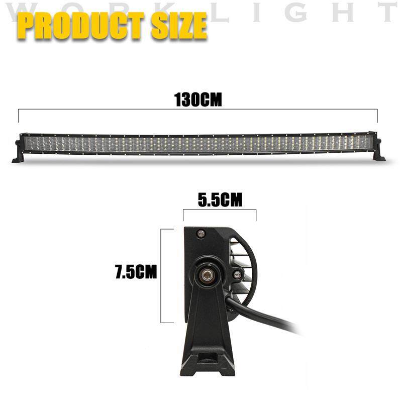 52 Inch 600 W Quad Hàng Cong LED Làm Đèn Thanh Lũ Lụt Đèn Lái Xe Ô Tô Xe Tải