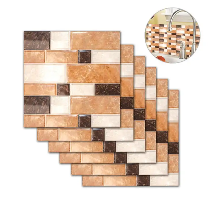 Silynew 1 Set 6 Pcs Self Adhesive Simulation Tile Sticker Wall