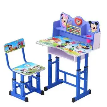 Cartoon Kids Study Table Chair Set Pink With Princess Theme