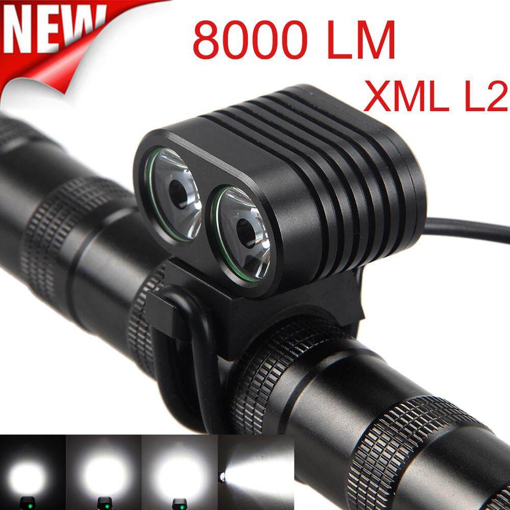 8000Lumen 2x XM-L2 LED Cycling Front Bicycle Bike light Headlight Headlamp