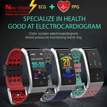 สมาร์ทวอท์ช ECG การตรวจสอบ + PPG Detection ผู้ชายสร้อยข้อมือสมาร์ทเครื่องนับก้าวบลูทูธสัญญาณกันขโมยแบบกันน้ำนาฬิ IP67 กีฬาวิ่งกันน้ำ นาฬิกาสมาร์ท