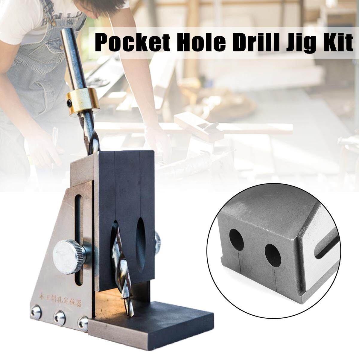 Pocket Hole Jig Kit With Step Drill Bit Woodwork Joint Carpentry Tool