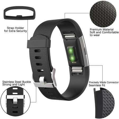 AD Hot 3 ชิ้น/เซ็ตเปลี่ยนสายรัดข้อมือสำหรับ Fitbit Charge 2 สายรัดซิลิโคนสายคล้อง