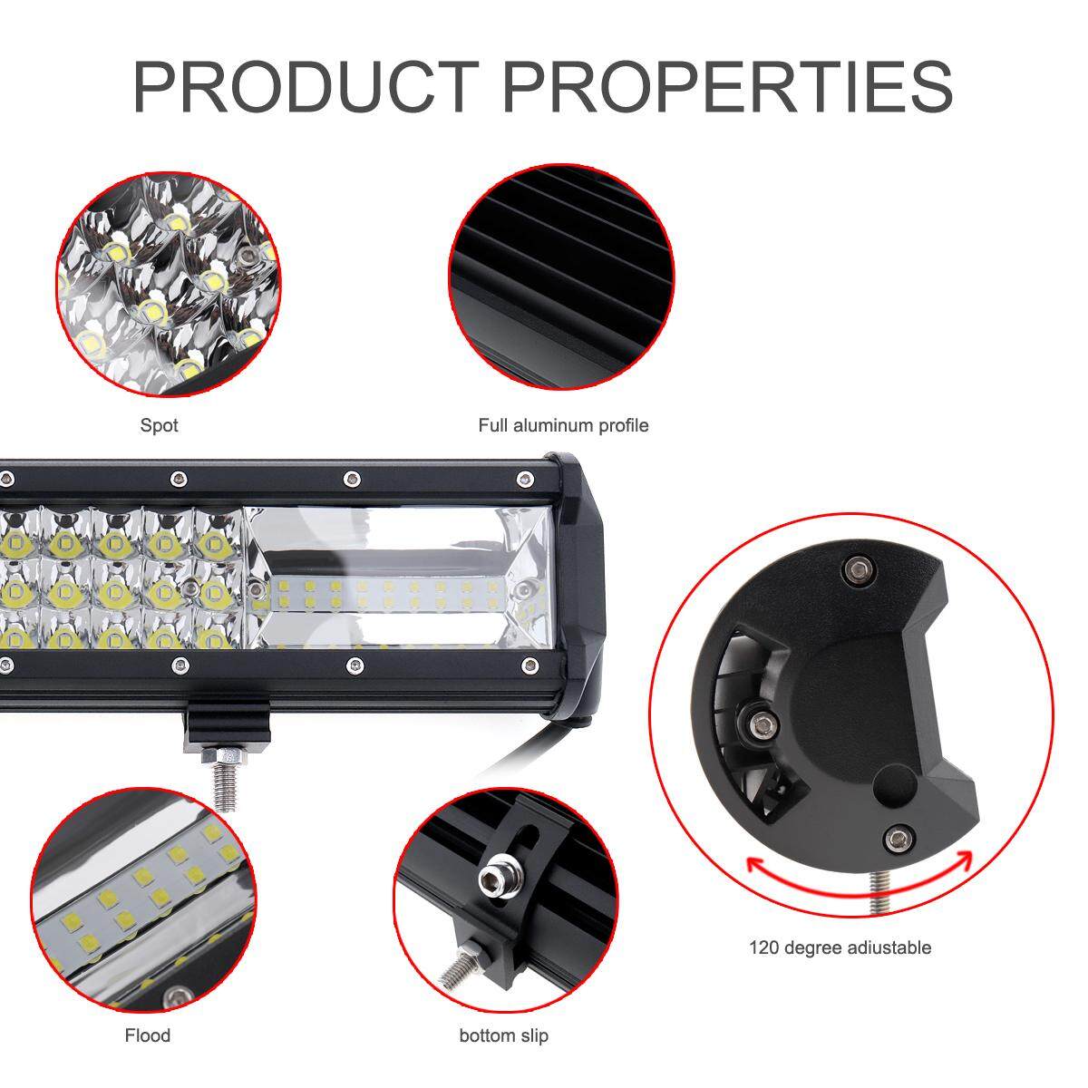 1 chiếc 7D 23 Inch 540 W LED Worklight Thanh Ba Liên Tiếp Điểm Lũ Combo Offroad Đèn Lái Xe Đèn cho Xe Tải SUV 4X4 4WD ATV