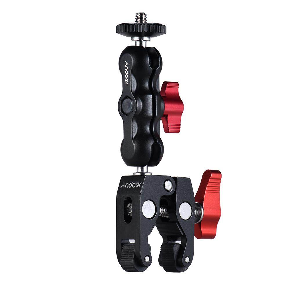 Andoer Multi-function Ball Head Clamp Ball Mount Clamp Magic Arm Super Clamp with 1/4-20 Thread for GPS Phone LCD/DV Monitor LED Video Light Flash Light Microphone and More