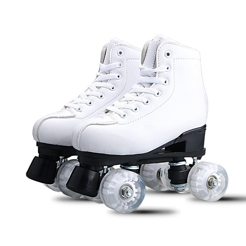 White Black Adult Double Row Skates Roller Skates Adult Male And Female Double Row Roller Skates Outdoor Sports Shoes Lazada Singapore
