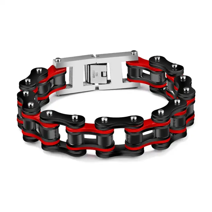 red and black bike chain