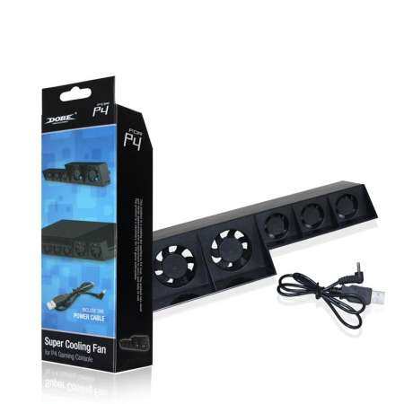 Outops USB เทอร์โบภายนอกอุณหภูมิควบคุม Cooling 5 พัดลมทำความเย็นสำหรับ Sony PS4 สำหรับ PlayStation 4 พร้อมสายชาร์จ