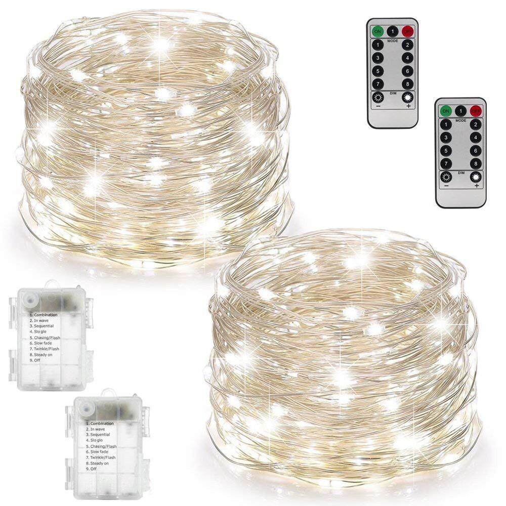 JY Cổ Tích Đèn Hoạt Động Bằng Pin Chống Nước 8 Chế Độ 100 LED 33ft Dây Đèn Copp