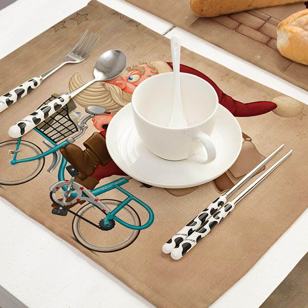 DIÊN QUÂN Santa Điều Khoản Hoa Văn Bàn Ăn Placemats Vải Bông Cách Nhiệt Placemat Chống bỏng nước Bàn Thảm Trang Trí