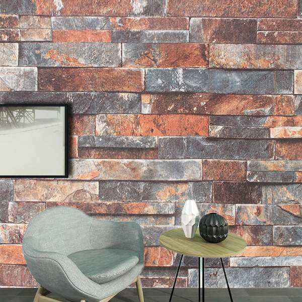 10M Natural Simplicity 3D Brick Stone Wallpaper Roll Art Wall Paper Modern Decor#Brown