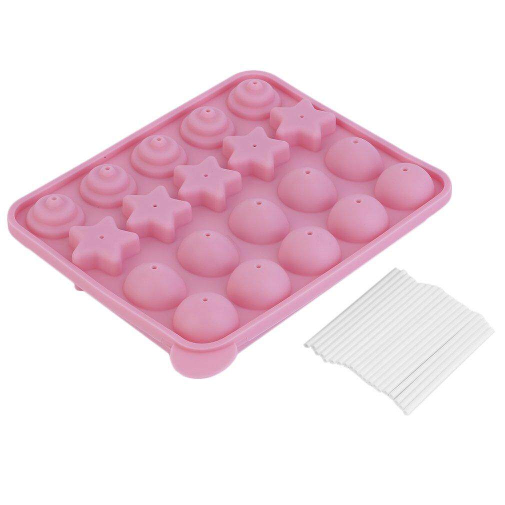 GETEK 20 Lollipop POP 4 Pattern Cake Mold Tray Chocolate Silicone Non-Stick Baking