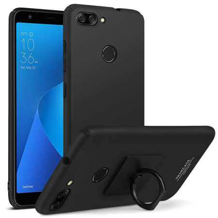 IMAK Cowboy Shell Ring Grip Stent PC Phone Case + Screen Film for Asus ZenFone Max Plus (M1) ZB570TL