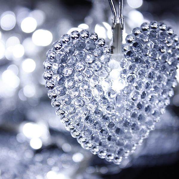 2M White 16 Hearts 104 LED String Fairy Holiday Lights For Party Xmas Wedding