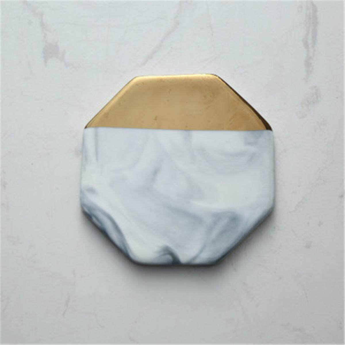 3 Styles Round Square Octagon Gold Marble Coaster Cup Mat Placemat Pad Holder