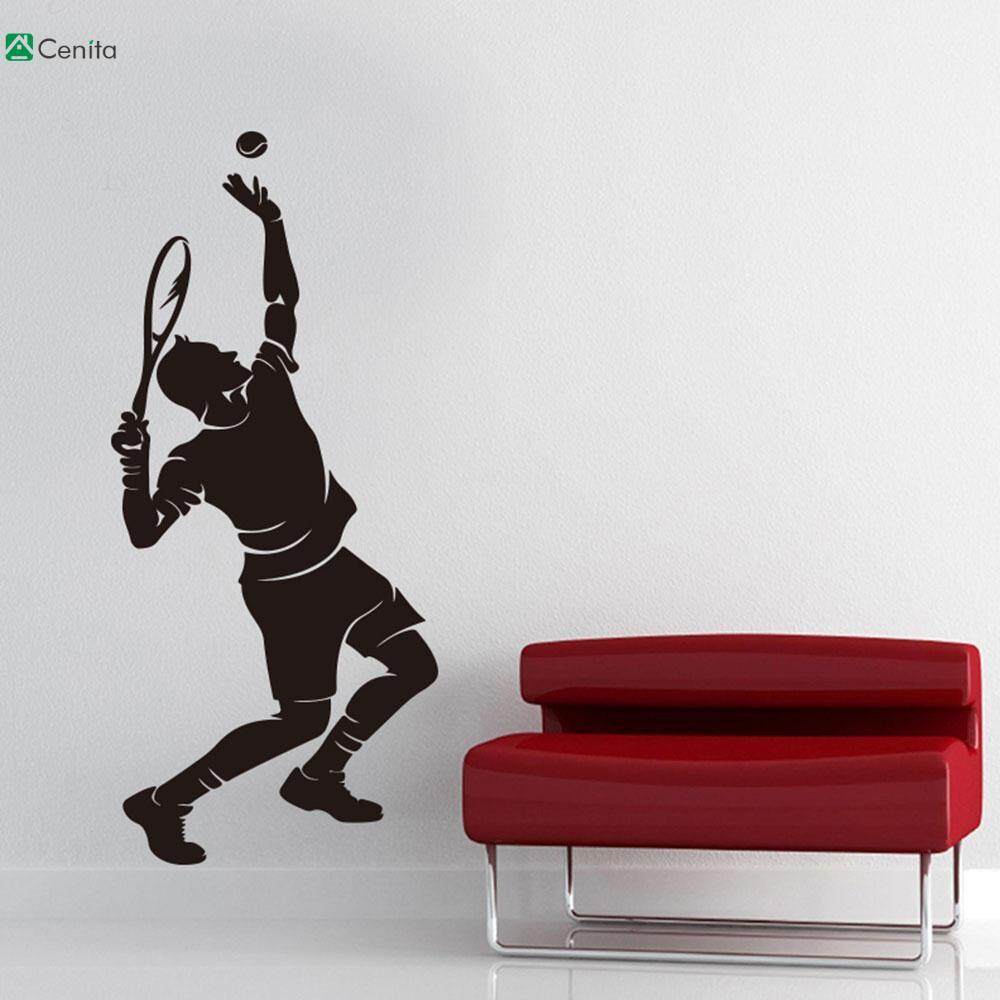 Cenita Wall Stickers Badminton Wallpaper Realistic Black Sport Home Decor