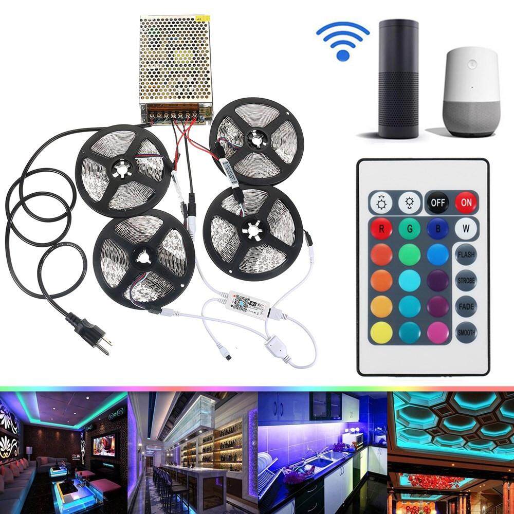 IP20 20 m RGB WIFI Dải ĐÈN LED Ánh Sáng Bộ 2835smd Với Alexa RGB 5000-5500lm 110-240 V Điều Khiển từ xa phích Cắm US