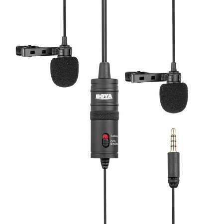BOYA BY-M1DM Dual Omni - Directional ไมโครโฟน Lavalier Lapel Clip - on คอนเดนเซอร์ไมโครโฟนสำหรับ Canon Nikon SONY DSLR กล้องสำหรับ iPhone samsung หัวเว่ยสมาร์ทโฟนเครื่องบันทึกเสียง PC  บันทึกอื่นๆหลอกลวง