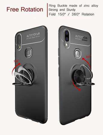สำหรับ VIVO V9 Anti - Scratch TPU แบบอ่อนและบาง Fit 360 องศาหมุนขาตั้งวางแหวน Grip Case - INTL