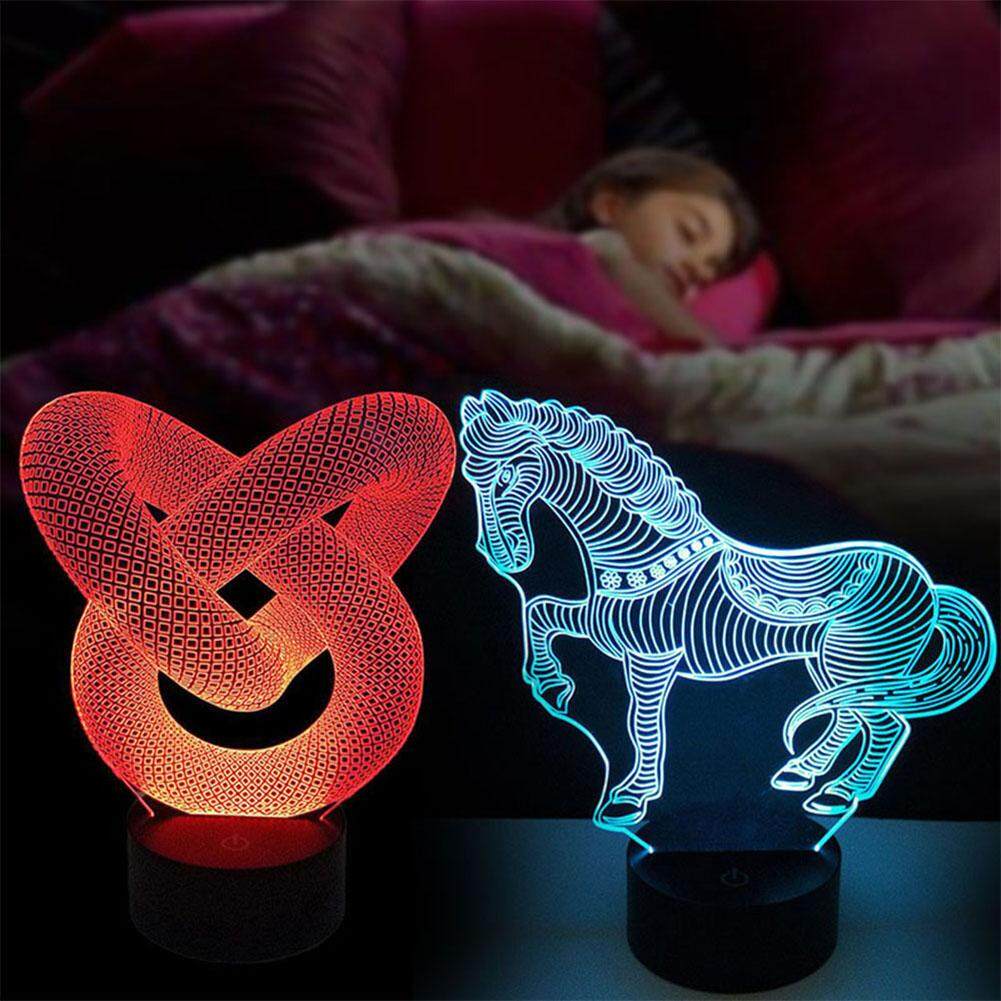 Khối 3D 7 Màu ĐÈN LED Đèn điều Khiển từ xa Đèn Ngủ Căn Cứ với Công Tắc Cảm Ứng Trang Trí Nhà