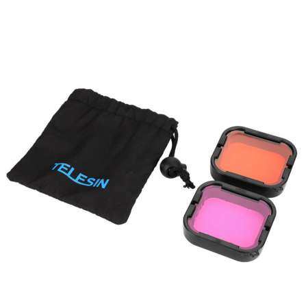 Telesin Underwater Diving Red and Purple Filter for GoPro Hero 5/6 Waterproof Housing