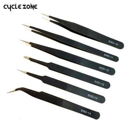 Zoo On Yoo 6 Pcs Hand Tools Stainless Steel Anti-Static Tweezers Set Elctronic Part Repair Tools Handmade Tool Kits Tweezer - intl
