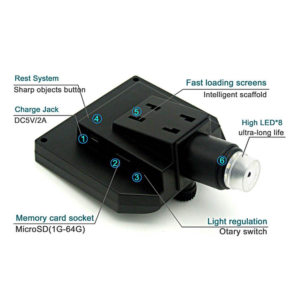 G600 Portable LCD Digital Microscope with High Brightness 8 LEDs and Built-in Lithium Battery
