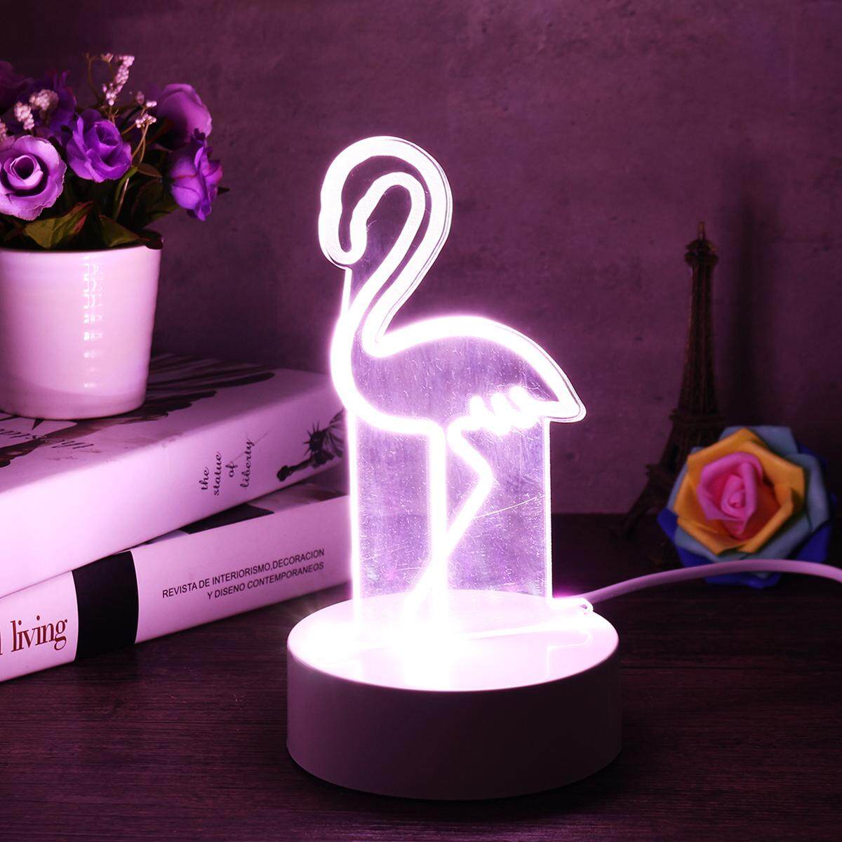 Novelty Flamingo Small Neon Night Light Desktop Lamp Retro Home Decor - intl