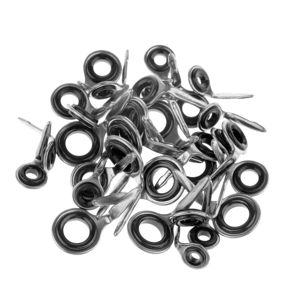 Flameer 40pcs Raft Fishing Rod Guides Rings 3# 4# 5# 6# Line Rings Guides Tip Tops