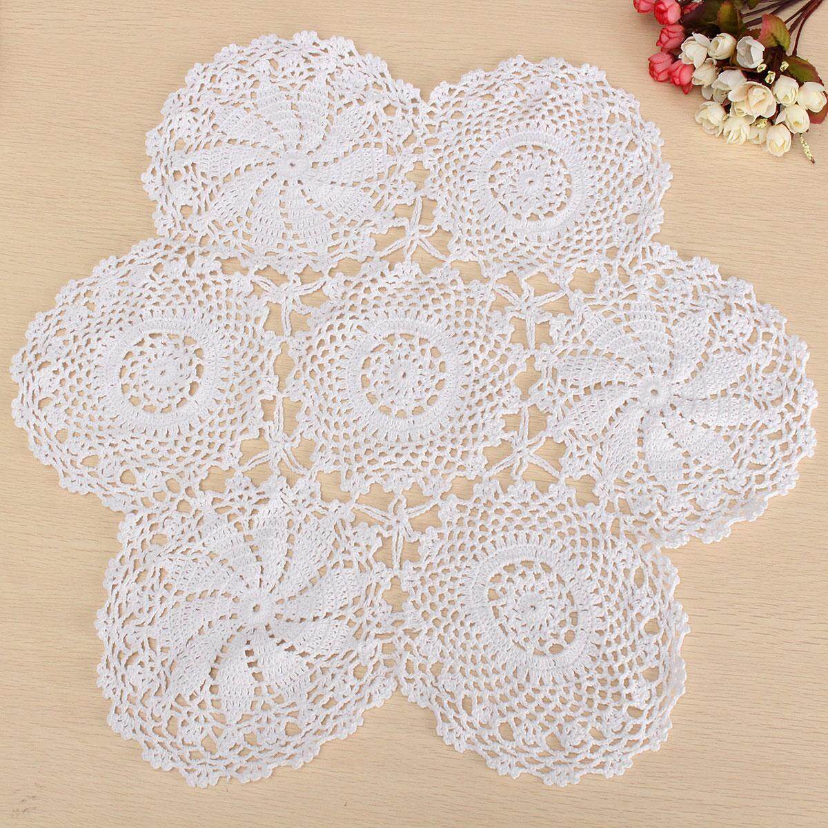 23 ''Bông tròn Trắng Tay Áo Croptop Hoa Bàn Trung Tâm Doily