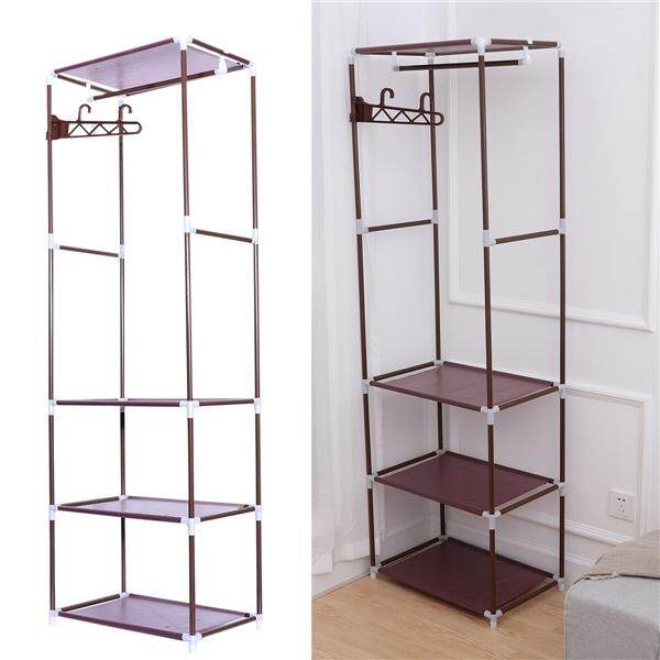 Portable Floor Clothes Rack Organizer Coat Rack Storage Stand Bedroom Clothing Garment Rack (Bronze)